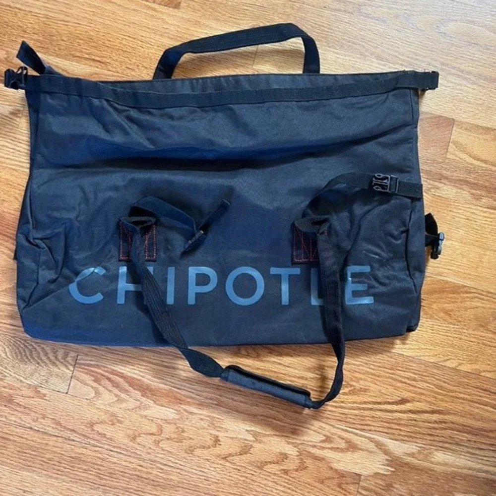 Chipotle‎ Laptop Messenger Bag Black Nylon Work Shoulder Bag Logo